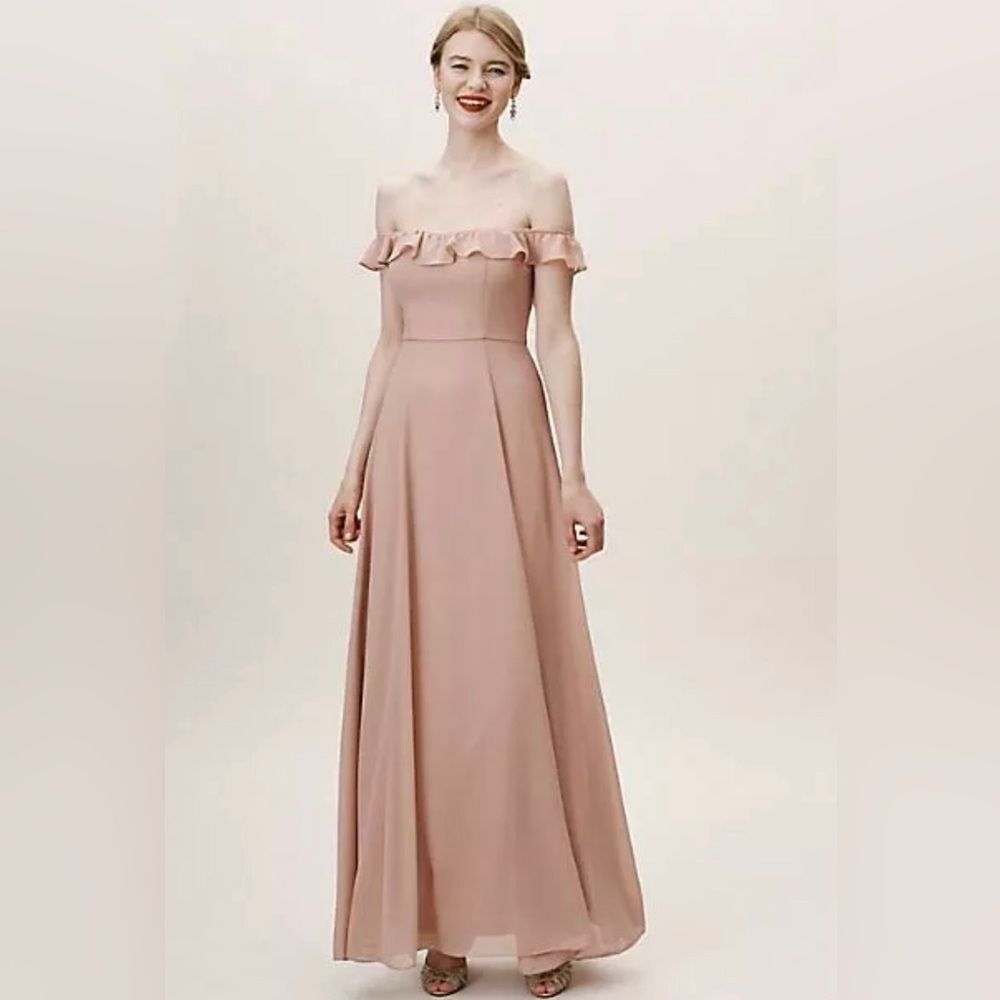 BHLDN Macau Ruffle Sleeve Apricot Bridesmaid Dress Pink Size 4 NEW NWT